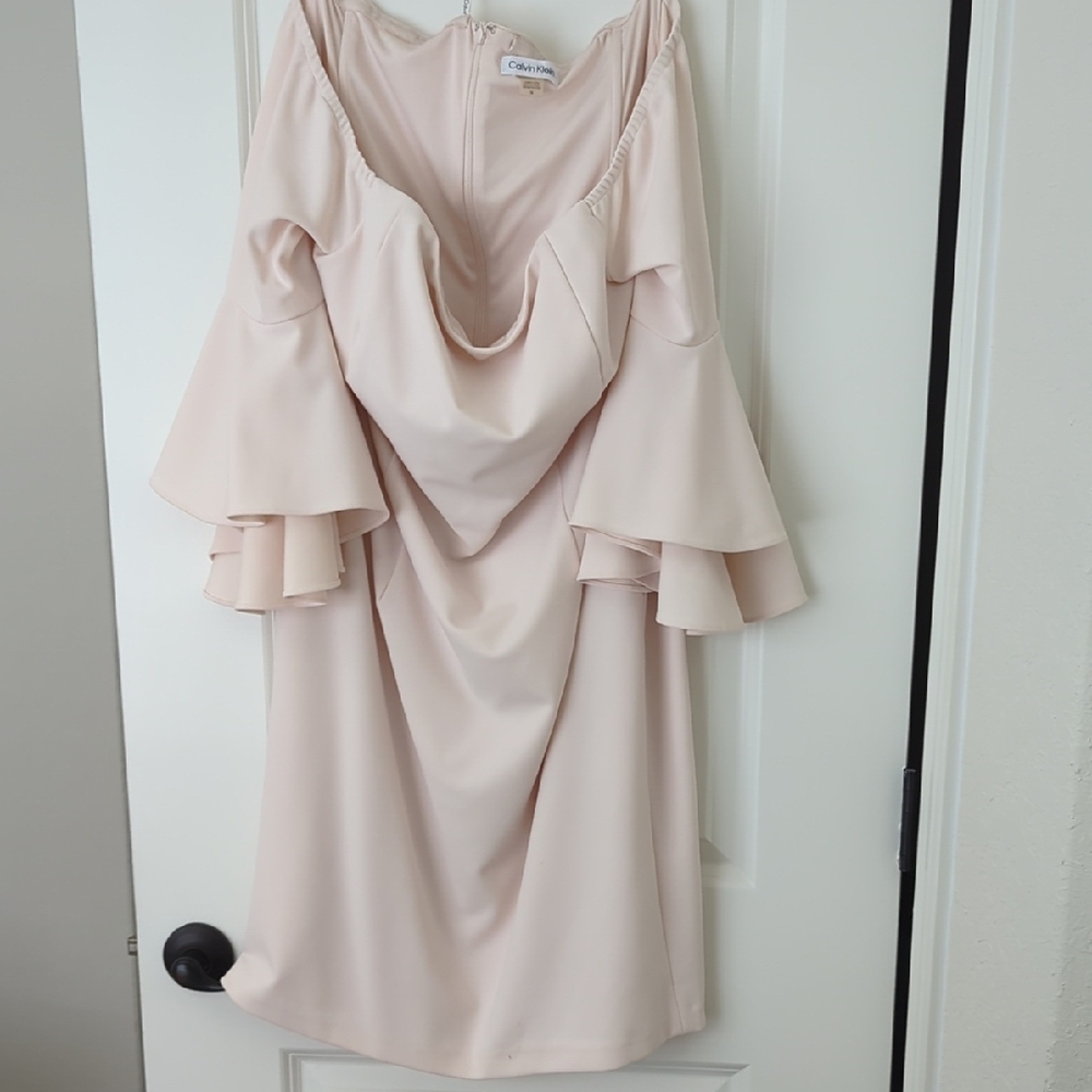 Fashion Nova Cream Long Sleeve Dress